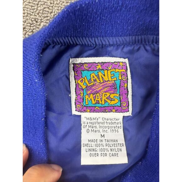 Vintage 1996 M&M Jacket Men's Medium Blue Embroidered Planet Mars Taiwan Made - Picture 3 of 10